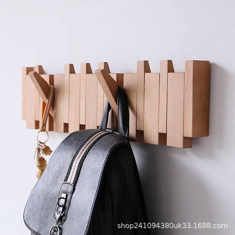Percha de pared-gancho de llave libre creativo gancho de madera maciza Entrada percha colgante de pared Perchero de madera