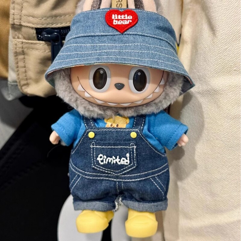 Iabubu娃衣牛仔套装17cm一二三代马卡龙搪胶公仔衣服着替|undefined