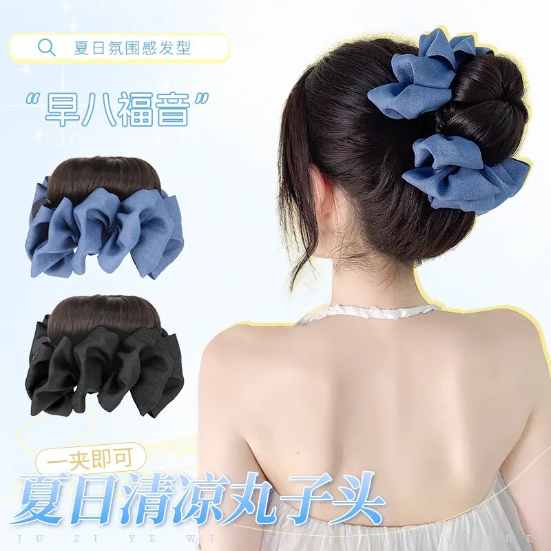 High-End Bun Wig Claw Clip with a Sophisticated Feel, High Crown Wig, Fluffy Hair, Realistic Human Hair-Like Hair Tie and Hairpin