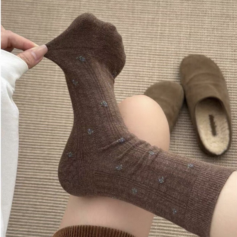 Autumn Women's Mid-Calf Socks Japanese Style Small Floral Slouch Socks Korean Cute Long Socks Zhuji Socks Women's Socks Wholesale Autumn Women's Mid-Calf Socks Japanese Style Small Floral Slouch Socks Korean Cute Long Socks Zhuji Socks Women's Socks Wholesale