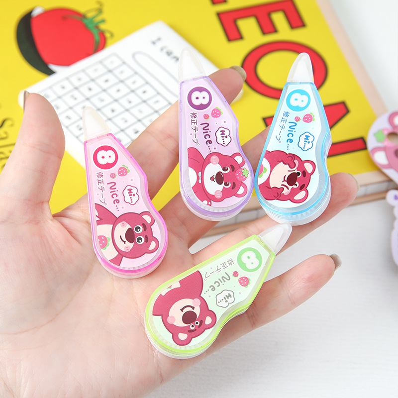 Cinta de corrección de tamaño pequeño oso de frambuesa cinta de corrección de estilo de alta apariencia ins cinta de corrección de tarea de estudiante suave al por mayor