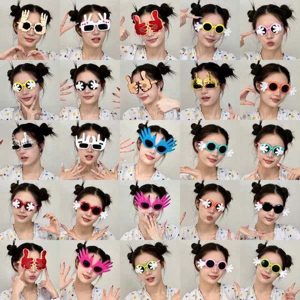 Cross-Border Gesture Glasses, Personalized V-Shaped Middle Finger Sunglasses, Fun Party Novelty Photo Props, Carnival Party Glasses