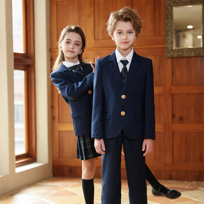Uniformes de escuela primaria, uniformes de jardín de infantes de primavera y otoño, uniformes de clase de estudiantes de secundaria, trajes de estilo universitario británico, trajes de rendimiento