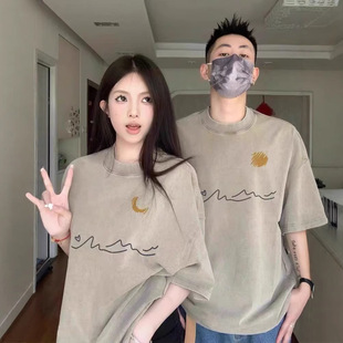 Summer Pure Cotton Short-Sleeved T-Shirt Couple Wear Lazy Style Loose Niche Design Tops for Men and Women Student Trendy Brand Class Uniforms