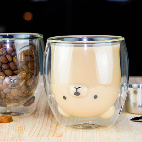 Cartoon Glass Cup Double Layer High-Temperature Candle Cup Christmas Gift Handover Gift Cup Household Use