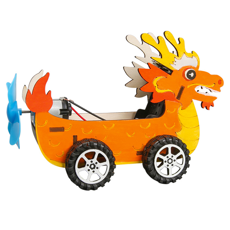 Dragon Boat Wind Car Dragon Boat Festival Escuela primaria Ciencia y tecnología Pequeña producción Rompecabezas de bricolaje Artesanía Ciencia Experimento Material didáctico Material