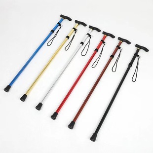 Aluminum Alloy Trekking Pole Folding Telescopic Ultra-Light Four-Section Pole Cross-Country Hiking Outdoor Crutches Portable Elderly Cane Factory