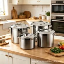 不锈钢高汤锅 家用汤锅商用双耳带盖汤桶食堂储水桶大容量炖锅