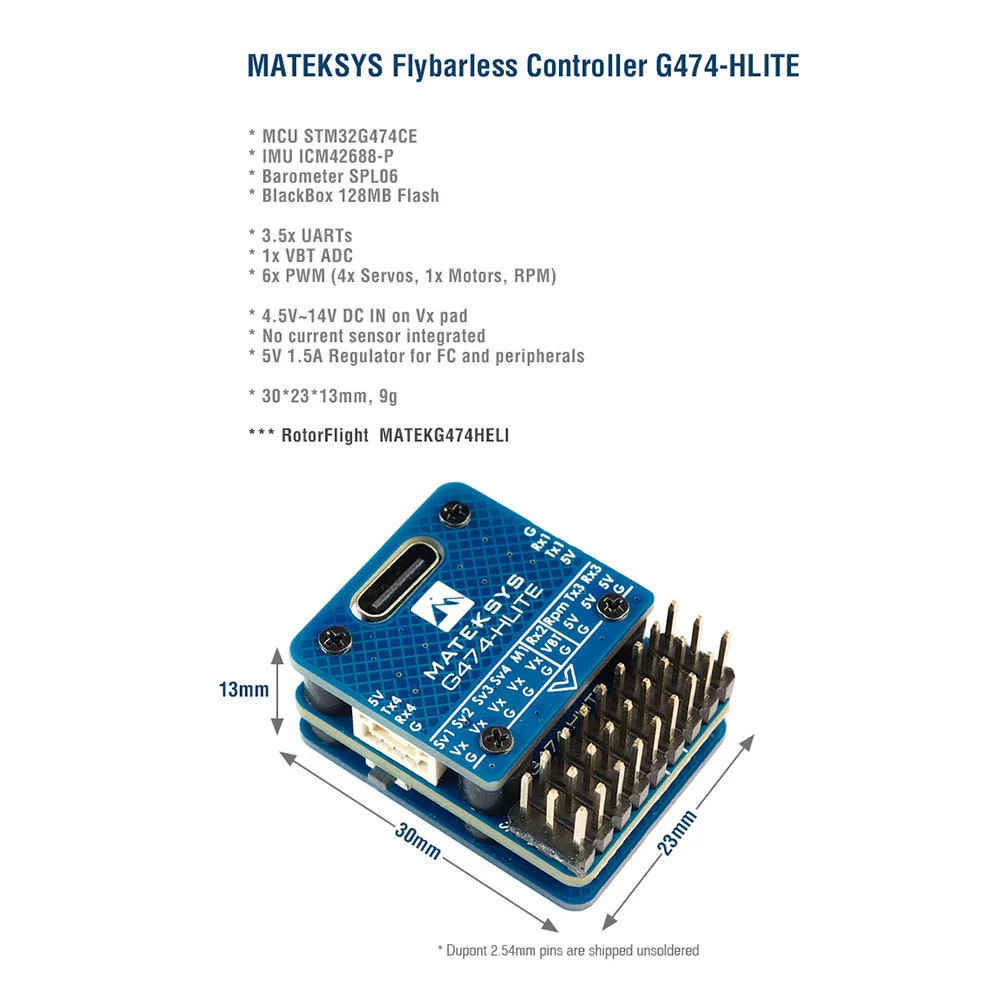 [MATEK RC FLYBARLESS КОНТРОЛЛЕР G474-HLITE контроллер для вертолёта/дрона]
