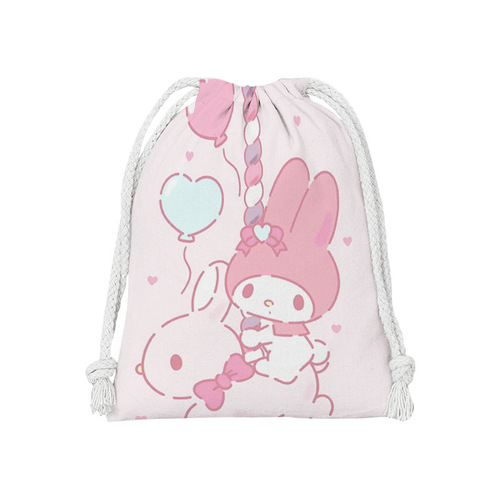 Rabbit Drawstring Pouch Cartoon Small Fabric Bag Student Miscellaneous Storage Bag Makeup Bag Portable Toothbrush Bag
