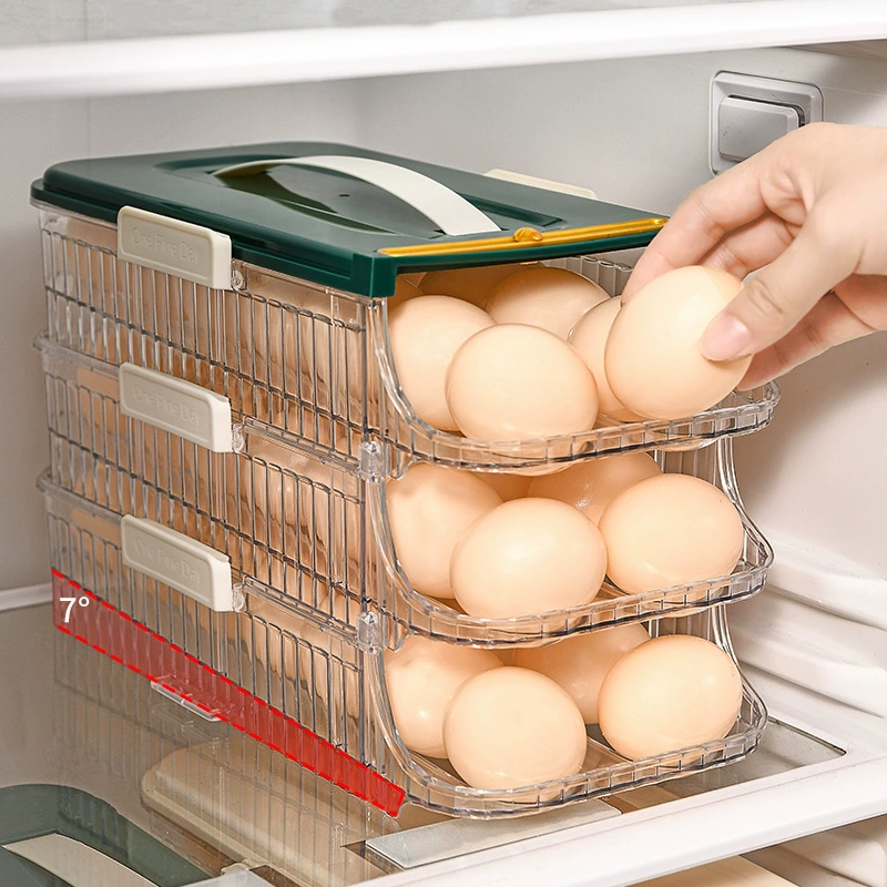 Egg storage box refrigerator side door storage box rolling food -class egg stand automatic rolling egg box, egg box preserving box