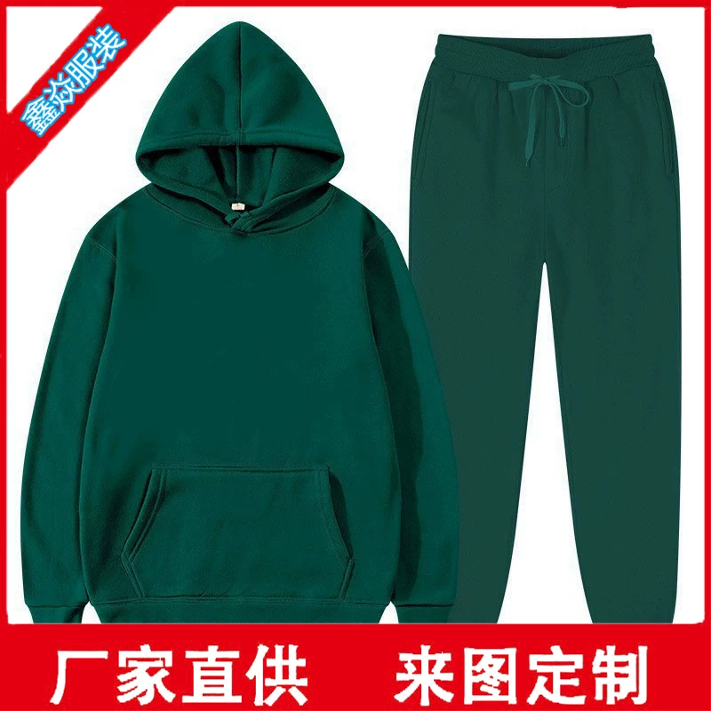 Мужской костюм для внешней торговли, спортивный костюм с худи, велюровый, модный однотонный комплект из двух предметов