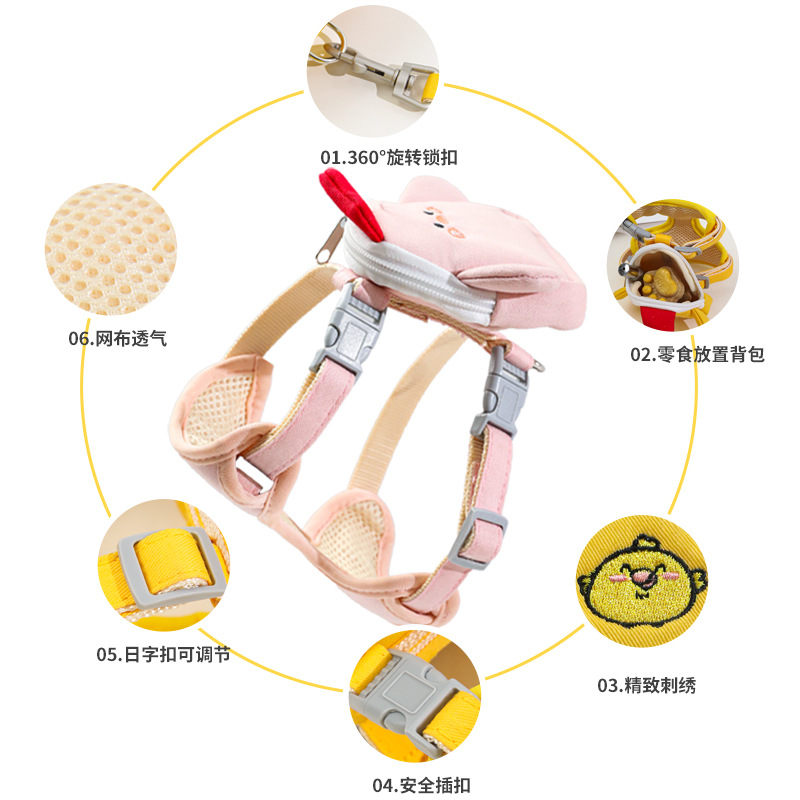 Nueva mochila de cuerda de tracción para gatos para evitar desprenderse, lindo pequeño gato, cinturón de pecho para mascotas en I