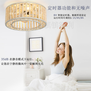 American Wooden Bead Fan Lamp Bohemian Ceiling Lamp Bedroom Living Room Study Restaurant Study Corridor Aisle Cross-border