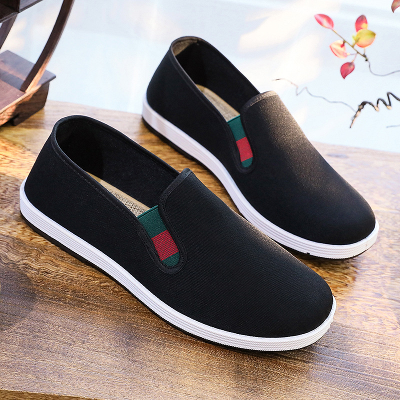 Old Beijing Cloth Shoes Men's Breathable Sweat Absorbing Rubber Sole Work Shoes Casual Men's Shoes Wear-resistant Foreign Trade Plus Size Black Cloth Shoes