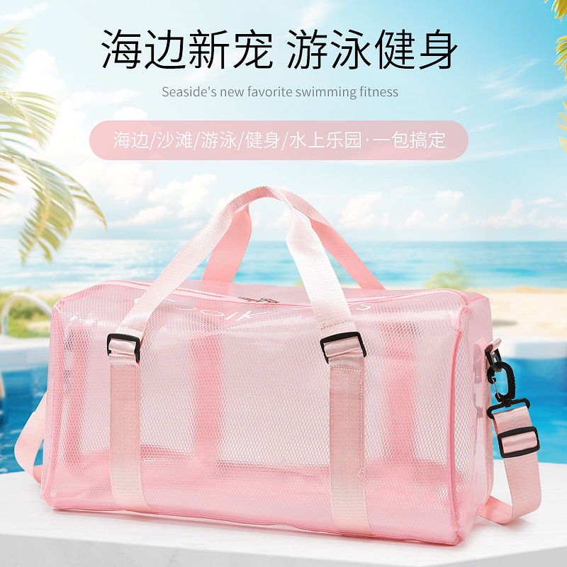 Cross-Border Jelly-Colored Transparent Luggage Bag, Large-Capacity Travel Bag, Swimming Sports Fitness Bag, Travel Business Trip Luggage Bag