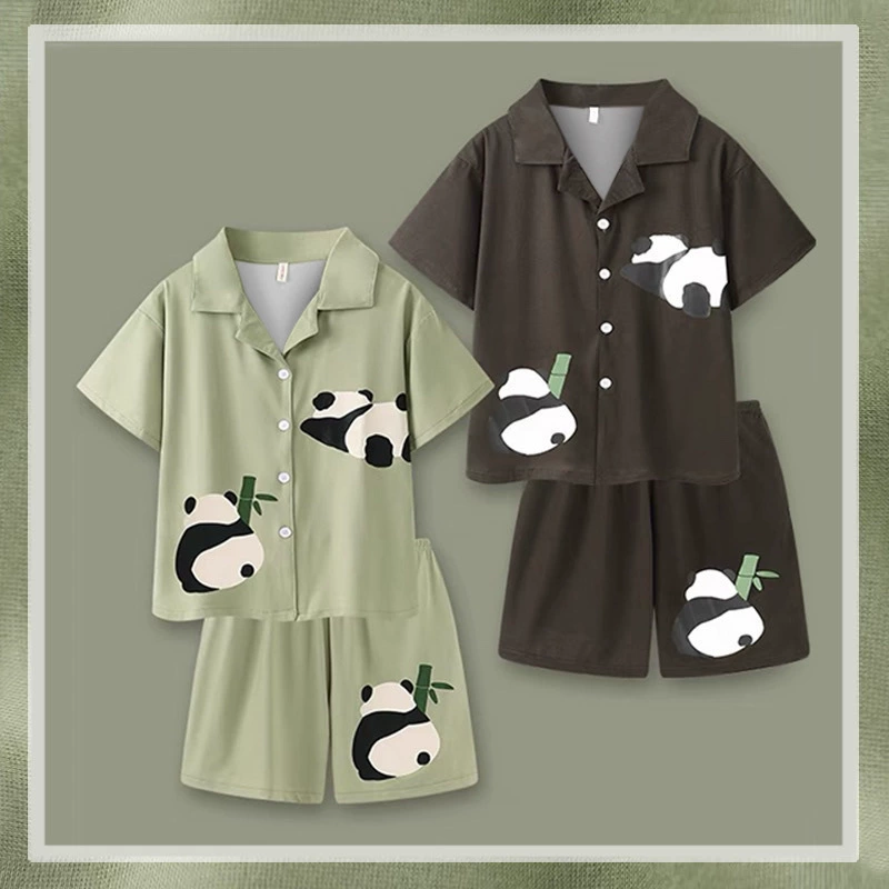 2025 Пижамы для пар Летние из ледяного шелка Короткий рукав Тонкие Милые Имитация шелка Мужские и женские Летние Домашние комплекты одежды