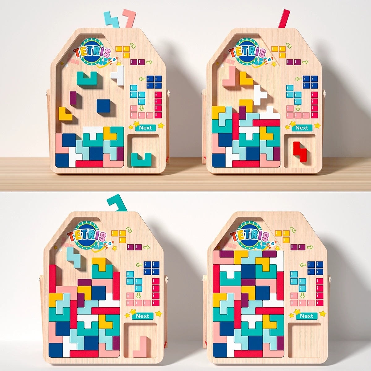 Bloques de construcción de tetris de madera juguetes educativos rompecabezas tridimensional regalo de cumpleaños para niños de 3 a 6 años