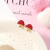 Apple, silver needle, fruit strawberry, small earrings, silver 925 sample, simple and elegant design, flowered