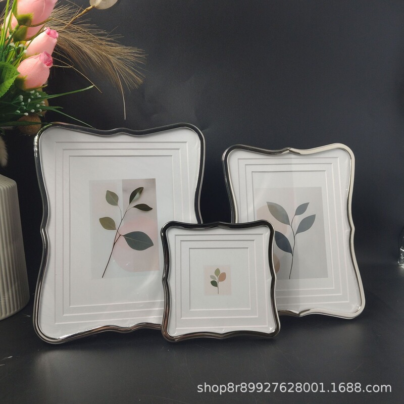 Simple Silver Metal Frame with Three-Layer Cardboard Inserts, Soft-Style Minimalist Photo Frame for Tabletop Display Simple Silver Metal Frame with Three-Layer Cardboard Inserts, Soft-Style Minimalist Photo Frame for Tabletop Display