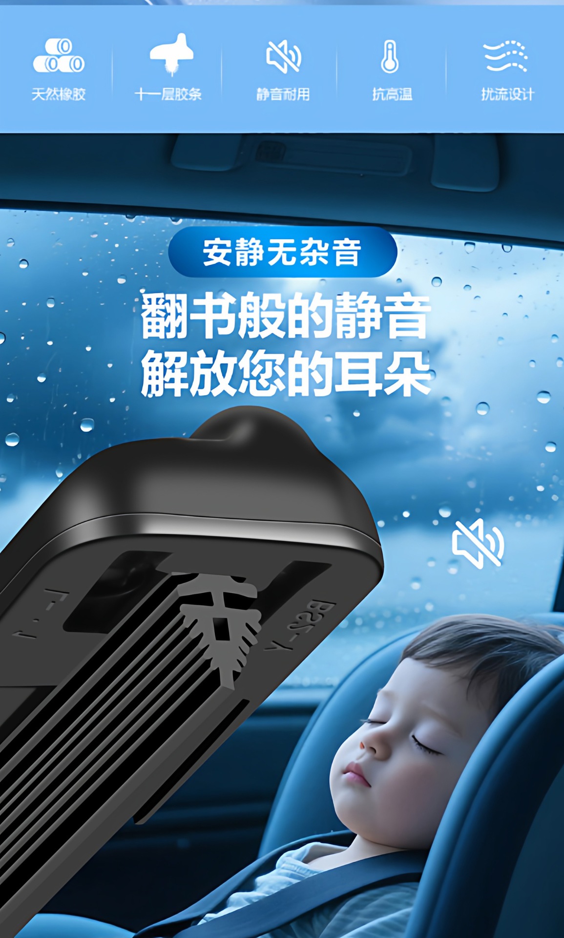 11-layer rubber blade BAIC Senova X25 wipers, 11-layer for X35, X55, X65, D20, D70, silent D50 blades