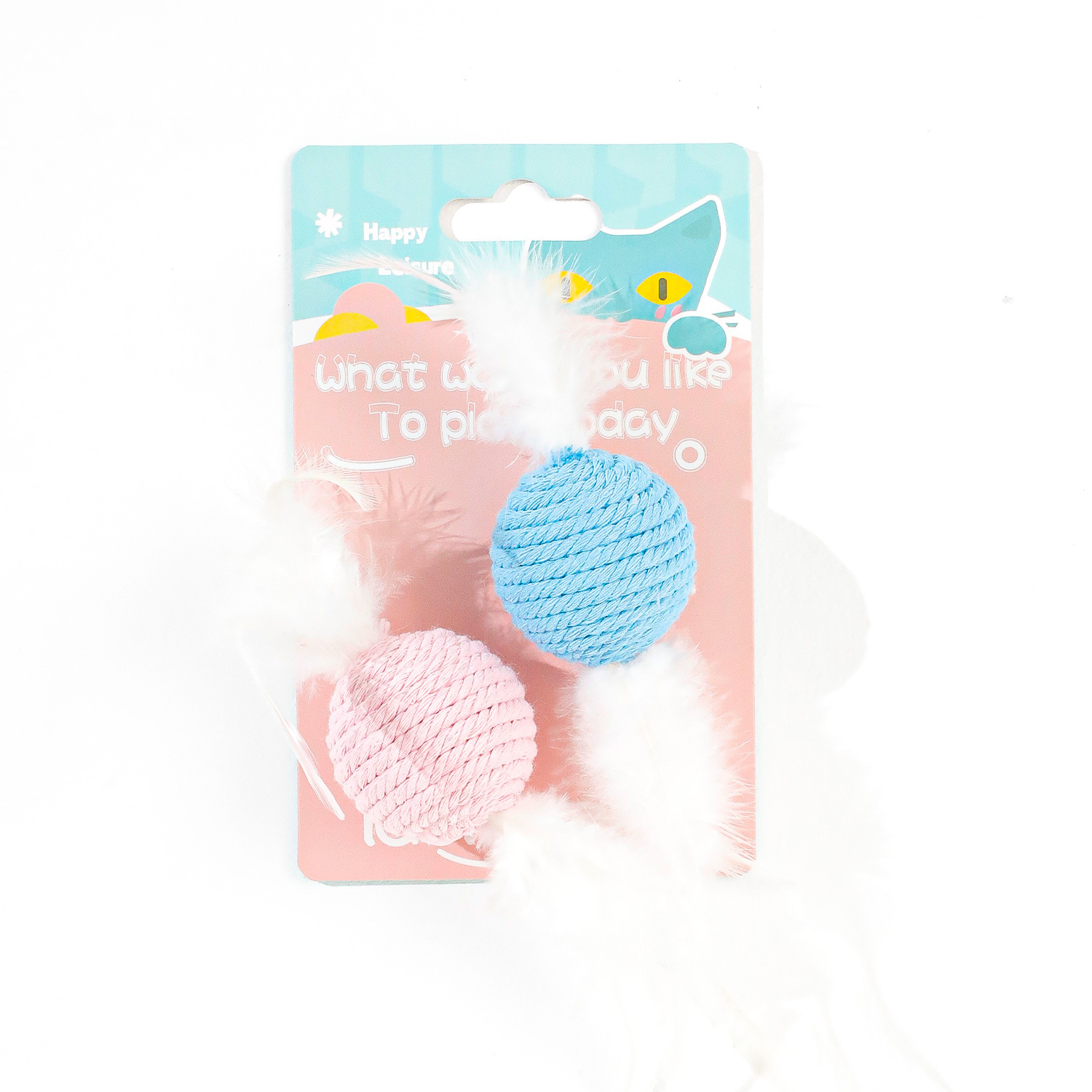 Venta al por mayor Macarons Serie de cuerda de algodón Juguetes para gatos Pelota de juguete para mascotas Cuerda de algodón Bola tejida Juguete para gatos