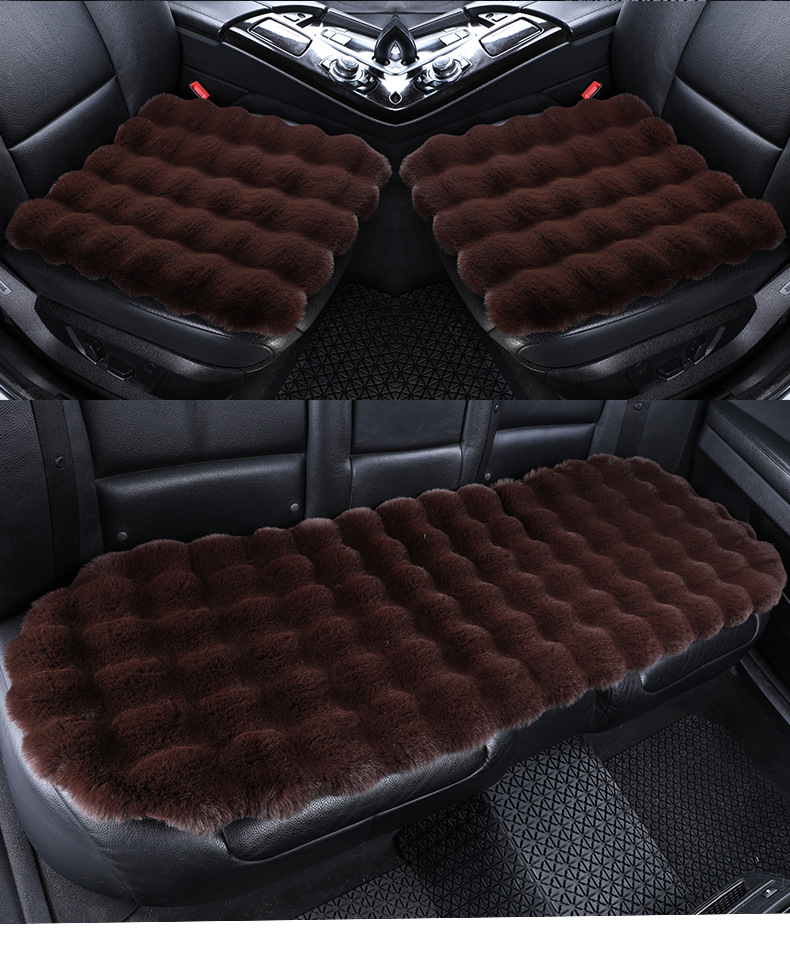 temu Amazon new bubble velvet car cushion rabbit plush warm winter three-piece plush