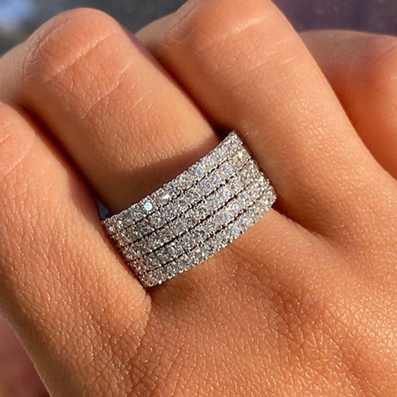 Rings Classification Geometric Rings Copper Zircon Women'S Luxurious Rings