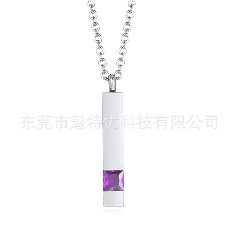 Coreano simple diamante perfume colgante ataúd cinerario Collar cinerario de piedra conmemorativa geométrica elegante de acero de titanio