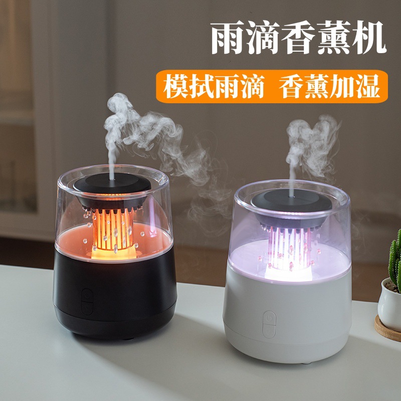 Cross-Border New Product Raindrop Aromatherapy Humidifier Household Colorful Light Diffuser Desktop Small Large Spray Aromatherapy Machine