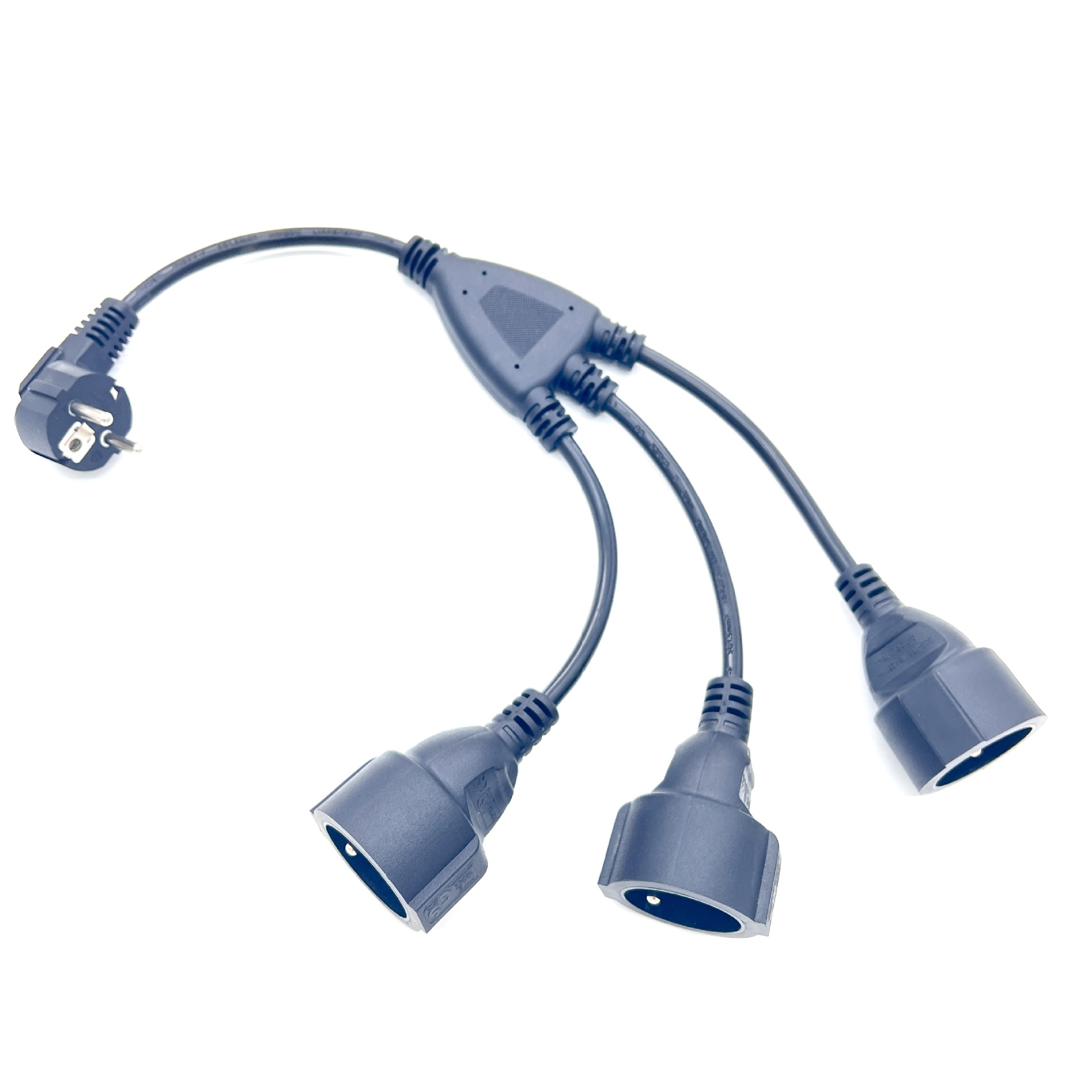 厂家供应 欧式一拖三法式公母延长线 欧规一分三德式尾插电源线