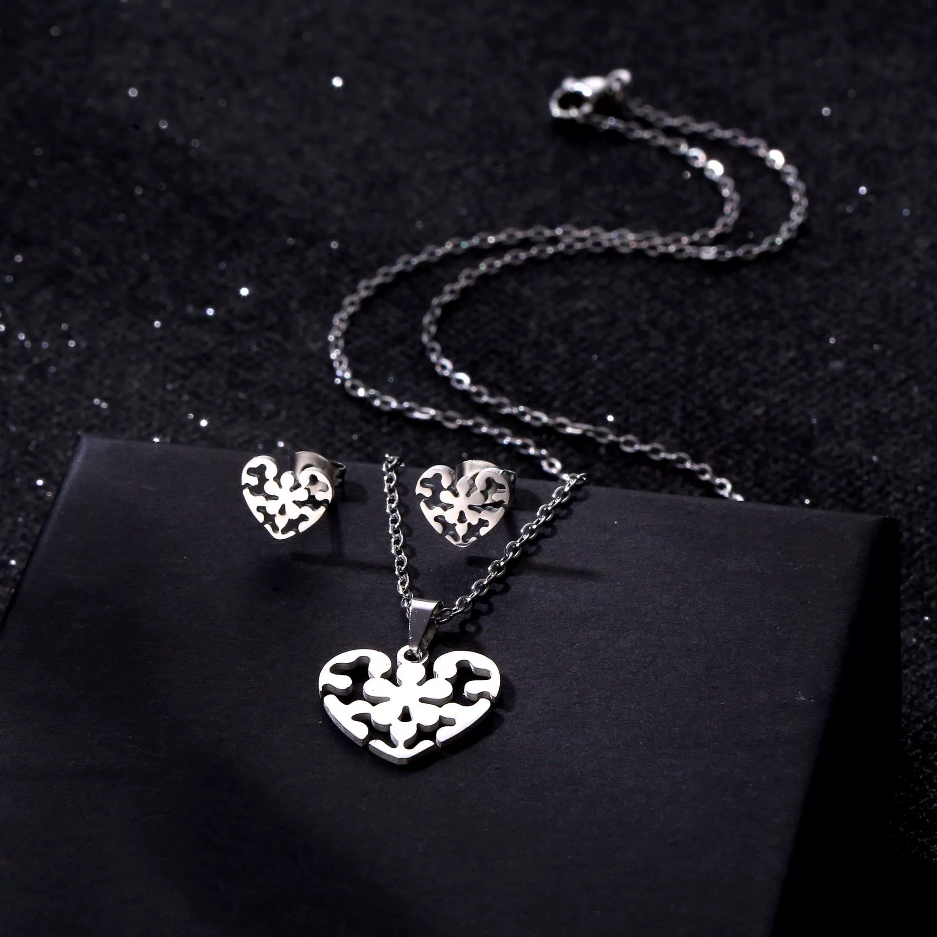 (Граница торговли) цепь с necklace из нержавеющей стали, набор ко Дню Святого Валентина