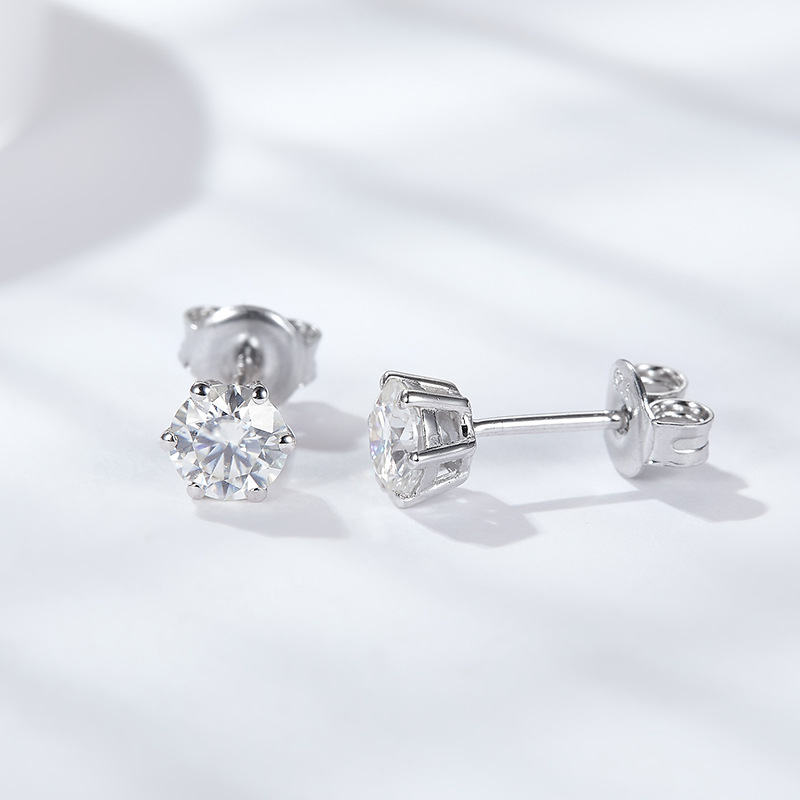 Ear Studs Classification 1 Pair Quantity 1 Pair Sterling Silver Moissanite Geometric Ear Studs