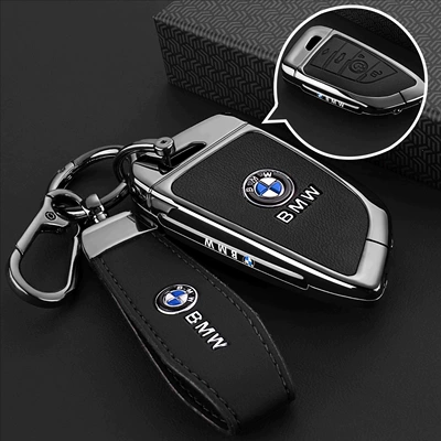 Cover 325I/330Li New 7 Shell | Car key bag - type-a-key-black-leather-rope-buckle-hanging-buckle