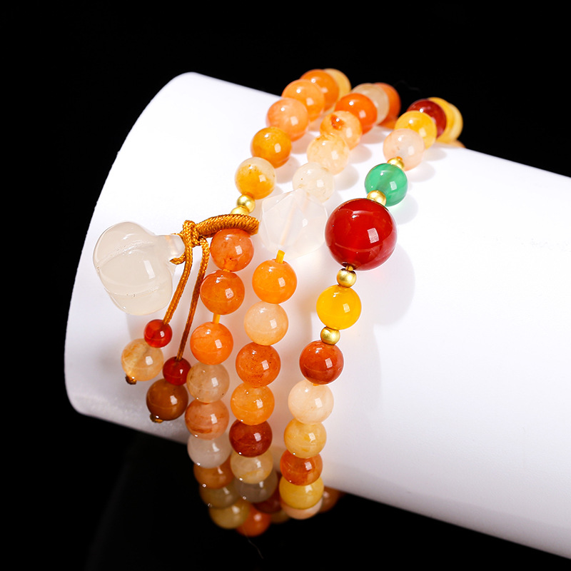 jingzhou jewelry natural jinsi jade agate pumpkin beads multi-circle bracelet fashion high sense girls jewelry wholesale