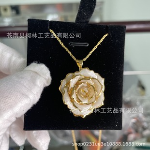 Valentine's Day Mother's Day Teacher's Day Color Gold Plated Flower Necklace Craft with Gift Box