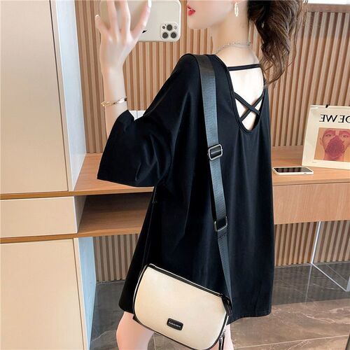 [3220 repurchases] Summer, 300kg, extra large size, women's clothing, 260 fat MM, loose slimming short-sleeved T-shirt, 200 cover