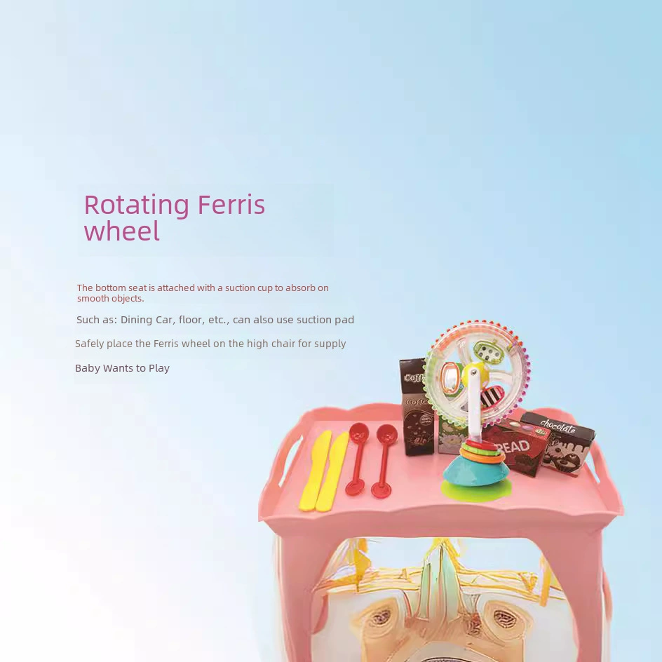 Rotating Ferris Wheel Toy, Early Education Spinner with Suction Base, 3 Colors