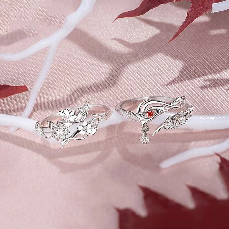 Hot-Selling New Tian Guan Ci Fu Derivative New Couple Rings, Huacheng Xie Lian Simple Niche Personality Ring Accessories