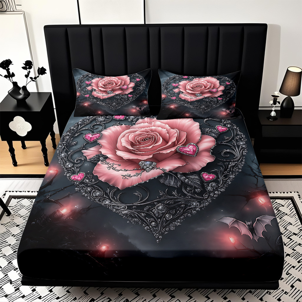 TEMU / JIT serie de flores de rosa multicolor 3D impresión digital set de cama para diseñar el fabricante de la fuente