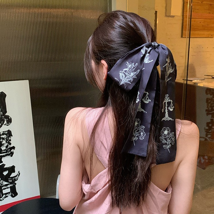 Encaje de tela, flor de trompeta, lazo de perla, lazo para el cabello con flecos, temperamento fresco y dulce, accesorios para el cabello de alta gama de nicho