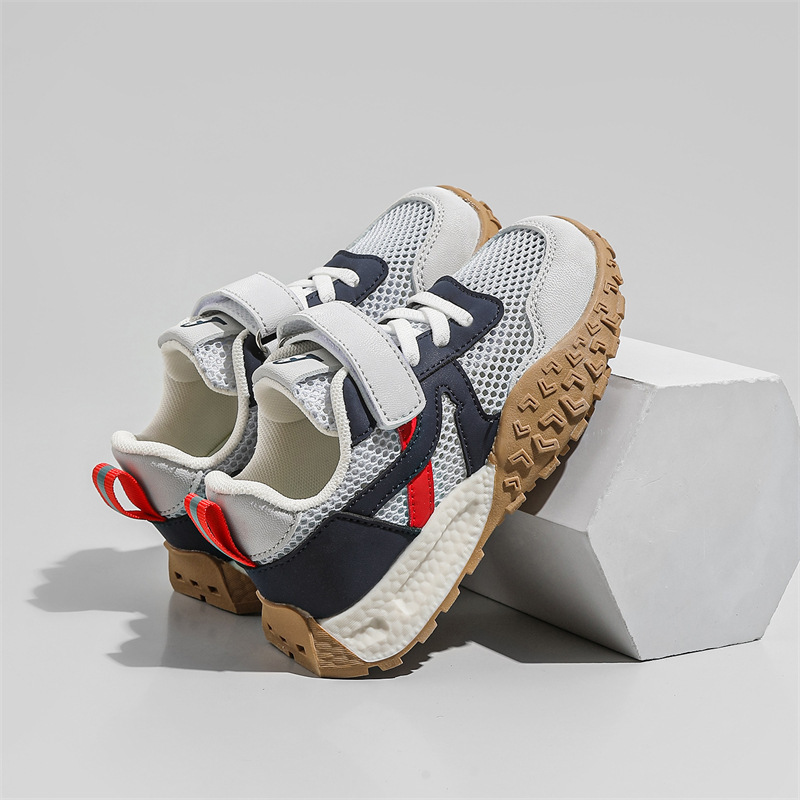 Nye åndbare børnesko med netoverflade, store børneløbesko med enkelt net, Agam net, piger_voghion.com