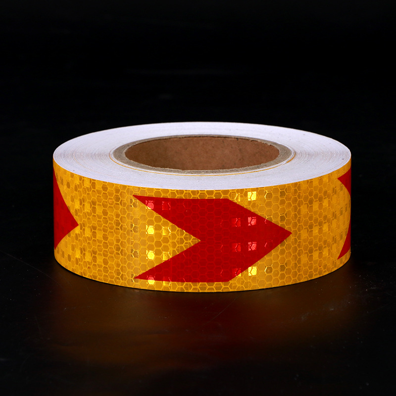 黄红箭头晶格反光贴货车车身反光膜道路交通标识消防安全警示胶带
