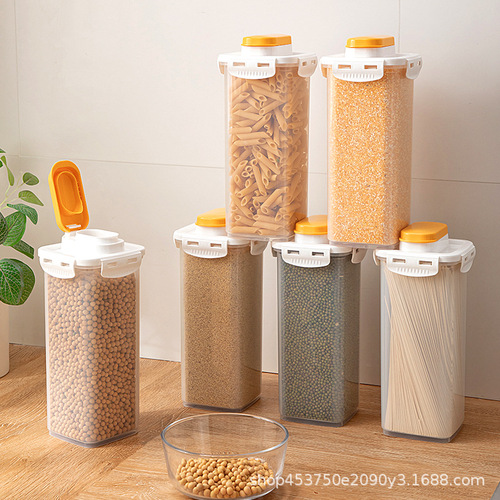 Kitchen grain sealed storage jar transparent plastic square food sealed jar coffee bean noodle storage box