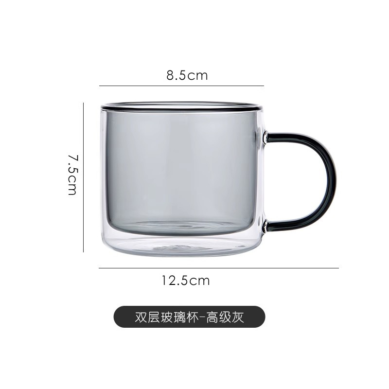 Traje DE ALTO aspecto taza de café de doble capa de vidrio con aislamiento de hielo taza de latte americano taza de desayuno taza de leche caja de regalo