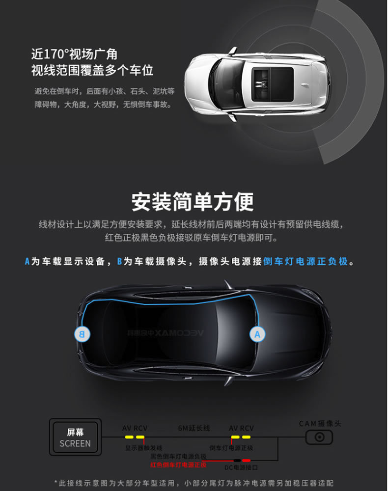 AHD fisheye night vision dual-control car reversing camera universal dashcam rear probe