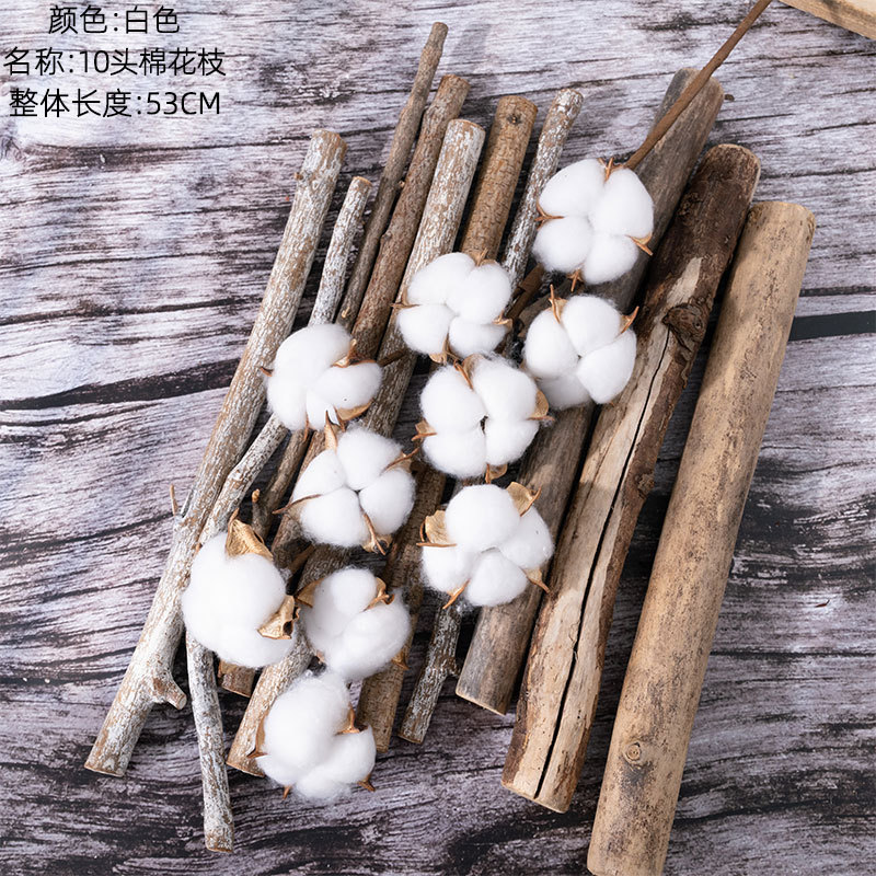 Flor artificial 10 cabeza de algodón natural rama fábrica decoración del hogar boda celebración flor planta pared falsa flor MW61177