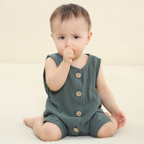 MICHLEY new newborn pure cotton jumpsuit infant summer jumpsuit baby class A pure cotton jumpsuit