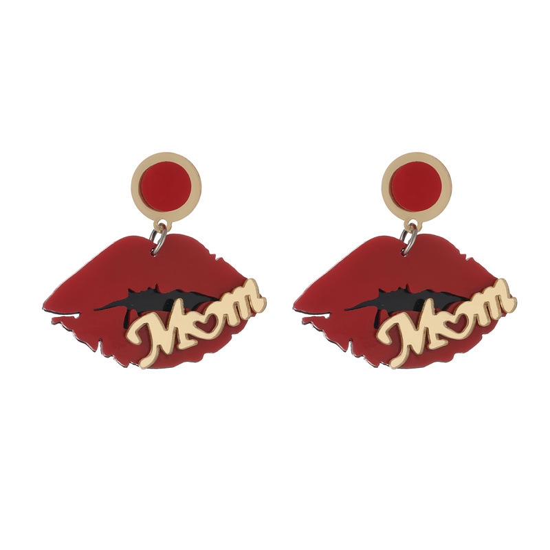 Nuevo Día de la madre acrílico carta costura pendientes amor personalizado doble capa mamá pendientes para las mujeres