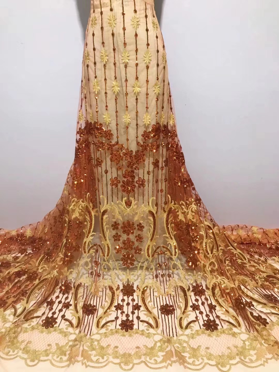 Lentejuelas Tull encaje africano lentejuelas bordado malla encaje tela vestido ropa paño j3834